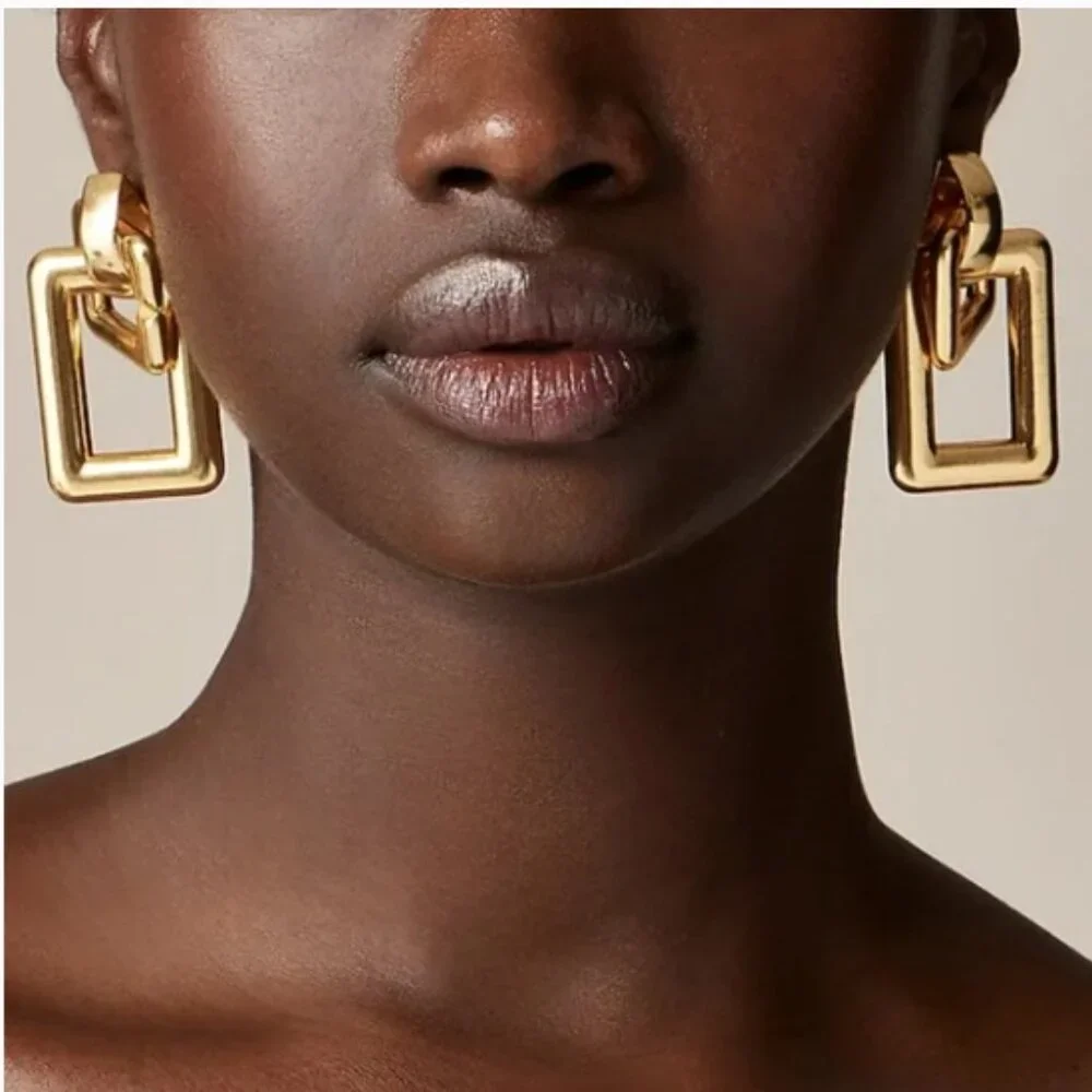 J.Crew Oversized Double-square Link Earrings - Picture 2 of 7